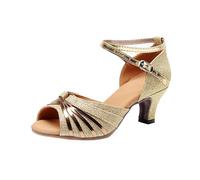 MJGkhiy Zapatos De Baile Latino Mujer Tacón Bajo 3cm Zapato Brillantes Latinos para Bailar Tacon Pequeño Comodos Sandalias Jazz De Salsa Y Bachata Calzado para Fiesta Evento Sandals Tiras Cruzadas