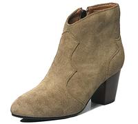 MJIASIAWA Cowboy Tacón Ancho Invierno Clásica Mujer Tacón Ancho Botines Cremallera Puntiagudo Comfy Chelsea Botas De Vaquero Verde Talla 36 EU