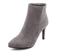 MJIASIAWA Mujer Cremallera Lateral Tacón De Aguja Invierno Botines Formal Puntiagudo Warm Boda Zapatos Oficina Warm Botines Gris/Rl Talla 38 EU/39 Asiática