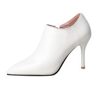MJIASIAWA Tacón de Aguja Loafer Mujer Puntiagudo Oficina High Zapatos Cordones Trabajo Formal Cordones Oxford Derby Blanco Talla 42 EU/44 Asiática
