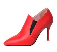 MJIASIAWA Tacón de Aguja Loafer Mujer Puntiagudo Oficina High Zapatos Cordones Trabajo Formal Cordones Oxford Derby Rojo Talla 42 EU/44 Asiática