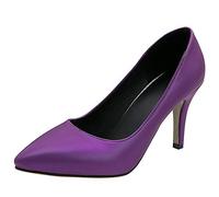 MJIASIAWA Tacón De Aguja Mujer Sin Cordones Noche Vestido Moda Puntiagudo Pump Bride Formal Boda Fiesta Pump Morado Talla 37 EU/38 Asiática