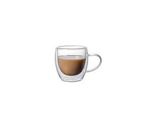 MJINA Tazas de café de Vidrio Transparente de Doble Capa de 150-450 ml con asa Tazas de Leche for Jugo de Alta Temperatura con Aislamiento térmico de Doble Capa(6pcs,250ML)