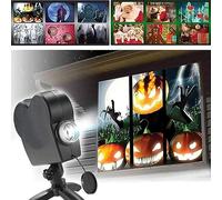 MJJAOQYF Halloween Christmas Holográfica LED De Proyector LED LED, 12 Películas Decoración del Festival para Fiesta En Casa, con Un Trípode,Negro