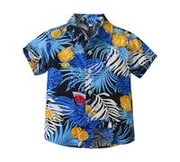 Mjjsk Camisas hawaianas con botones para niños, camisa de manga corta para niños, diseño de árbol de coco tropical, camisas divertidas, floral, playa, vacaciones, verano, A21, Y2-1-azul, 8-9 años
