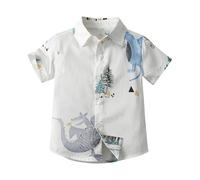 Mjjsk Camisas hawaianas con botones para niños, camisa de manga corta para niños, diseño de árbol de coco tropical, camisas divertidas, floral, playa, vacaciones, verano, A21, Y2-1-blanco, 10-11 años