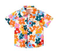 Mjjsk - Camisas hawaianas para niños, camisas de manga corta con botones para niñas, camisas de verano de playa tropical con estampado de dibujos animados, camisas festivas para niños, ropa casual