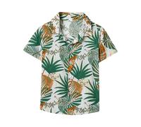 Mjjsk - Camisas hawaianas para niños con mangas cortas, botones, camisa tropical con cocoteros, divertidas, camisas florales de playa, para vacaciones de verano, A20, verde, 8-9 años