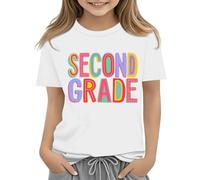 Mjjsk Camiseta cómoda para niñas para el regreso a clases, B01 Blanco, 2-3 años