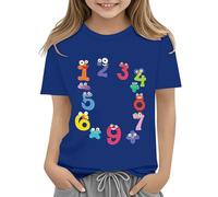 Mjjsk Camiseta de manga corta con cuello redondo para niños, para amantes de las matemáticas, para niños y niñas, con dígitos numéricos, estilo informal, azul, 8-9 años
