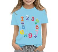 Mjjsk Camiseta de manga corta con cuello redondo para niños, para amantes de las matemáticas, para niños y niñas, con dígitos numéricos, estilo informal, L-azul., 8-9 años