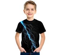 Mjjsk Camiseta de manga corta para niños, de verano, a la moda, para niños, casual, cuello redondo, divertida, para la escuela, suave, cómoda, B-1-azul, 3-4 años