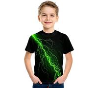Mjjsk Camiseta de manga corta para niños, de verano, a la moda, para niños, casual, cuello redondo, divertida, para la escuela, suave, cómoda, A-3-verde, 5-6 años