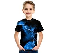 Mjjsk Camiseta de manga corta para niños, de verano, a la moda, para niños, casual, cuello redondo, divertida, para la escuela, suave, cómoda, A-3-azul, 3-4 años