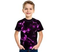 Mjjsk Camiseta de manga corta para niños, de verano, a la moda, para niños, casual, cuello redondo, divertida, para la escuela, suave, cómoda, A-1-morado, 8-10 años
