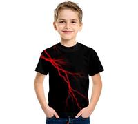 Mjjsk Camiseta de manga corta para niños, de verano, a la moda, para niños, casual, cuello redondo, divertida, para la escuela, suave, cómoda, B-1-rojo, 3-4 años
