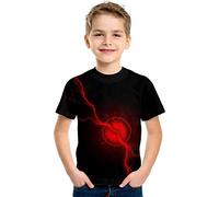 Mjjsk Camiseta de manga corta para niños, de verano, a la moda, para niños, casual, cuello redondo, divertida, para la escuela, suave, cómoda, B-3-rojo, 3-4 años