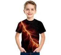 Mjjsk Camiseta de manga corta para niños, de verano, a la moda, para niños, casual, cuello redondo, divertida, para la escuela, suave, cómoda, A-3-naranja, 3-4 años