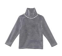 Mjjsk Camiseta de manga larga a rayas para niñas, cuello alto, cálida, para invierno, camiseta interior térmica para niños, casual, suave y cómoda, capa base, azul, 11-12 años