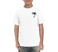 Mjjsk Camiseta de verano de manga corta para niños, para vacaciones, playa, cuello redondo, informal, cómoda, para la escuela, suave, transpirable, blanco, 2-3 años