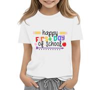 Mjjsk Camiseta de verano para niñas para el primer día de clases, B01 Blanco, 2-3 años