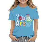Mjjsk Camiseta divertida y bonita para el primer día de escuela para niñas, B01 Azul, 12-13 años