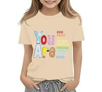 Mjjsk Camiseta divertida y bonita para el primer día de escuela para niñas, B01 Beige, 12-13 años