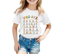 Mjjsk Camiseta para el primer día de escuela para niñas de verano, B01 Blanco, 2-3 años