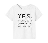 Mjjsk Camisetas de manga corta para niños, camiseta de verano con gráfico divertido para niños, casual, cuello redondo, suave, transpirable, cómoda y ligera, blanco, 2-3 años
