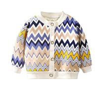 Mjjsk Cárdigan de forro polar de manga larga para niñas y niños, chaqueta cálida y suave, unisex, casual, a la moda, con botones, abrigo festivo lindo para niños, azul, 4-5 años