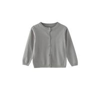 Mjjsk Cárdigan de manga larga con botones para niñas, suéter de punto para la escuela, casual, cuello redondo, cárdigan para otoño y primavera para niños, gris oscuro, 3-4 años