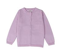 Mjjsk Cárdigan de punto de manga larga con botones para niñas, color liso, informal, cuello redondo, cálido, para invierno, Morado (, 6-7 años