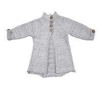 Mjjsk Cárdigan de punto de manga larga para niña, suéter informal con botones, para otoño, invierno, cálido, para niños, beige, 4 años