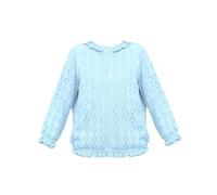 Mjjsk Cárdigan de punto ligero de manga larga con botones para niñas, casual, a la moda, para verano, transpirable, para exteriores, azul, 4-5 años