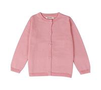 Mjjsk Cárdigan de punto para niñas, con botones, cuello redondo, cómodo, liso, manga larga, informal, para otoño e invierno, rosa, 12-18 meses