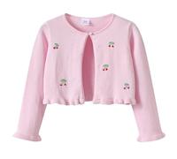 Mjjsk Cárdigan de punto para niñas, con un botón, manga larga, ligero, recortado, elegante, para niños, boda, fiesta, chal, rosa, 5-6 años