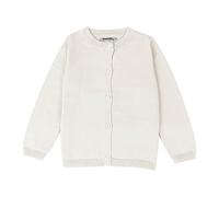 Mjjsk Cárdigan para niñas, con botones, cuello redondo, ropa escolar, informal, de manga larga, cárdigan de punto, para otoño e invierno, A-1-blanco, 3-4 años
