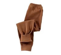 Mjjsk Leggings cálidos para niños, elásticos, de cintura alta, térmicos, informales, cómodos, unisex, para otoño e invierno, pantalones suaves, marrón, 5-6 años