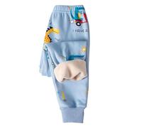 Mjjsk Leggings con forro polar para niños y niñas, pantalones térmicos para invierno, cálidos, lindos, cómodos, suaves, casuales, pantalones de correr, azul celeste, 3-4 años