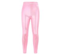 Mjjsk Leggings de baile para niñas, mallas de gimnasia con purpurina brillante, sin pies, elásticos, de longitud completa, para deportes y danza, rosa, 3-4 años