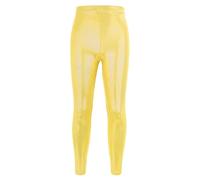 Mjjsk Leggings de baile para niñas, mallas de gimnasia con purpurina brillante, sin pies, elásticos, de longitud completa, para deportes y danza, amarillo, 5-6 años