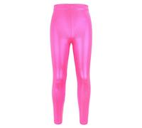 Mjjsk Leggings de baile para niñas, mallas de gimnasia con purpurina brillante, sin pies, elásticos, de longitud completa, para deportes y danza, hot pink, 4-5 años