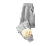 Mjjsk Pantalones de chándal para niños gruesos y cálidos con forro polar térmico para invierno, deportivos, informales, clásicos, para correr, gris, 6-7 años