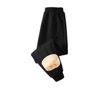 Mjjsk Pantalones de chándal para niños gruesos y cálidos con forro polar térmico para invierno, deportivos, informales, clásicos, para correr, Negro, 6-7 años