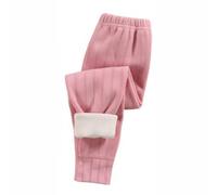 Mjjsk Pantalones de invierno con forro polar para niñas, cálidos, térmicos, gruesos, suaves, informales, clásicos, cintura elástica, acogedores, rosa, 9-10 años