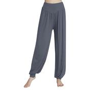 Mjjsk Pantalones harén para niñas, cintura elástica, pantalones de yoga, pantalones deportivos suaves para bailar, ligeros, informales, para correr, cómodos y transpirables, gris, 9-10 años