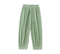 Mjjsk Pantalones para niñas, casuales, ligeros, suaves, elásticos, de cintura alta, pantalones deportivos de verano, transpirables, pantalones de correr para niños