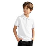 Mjjsk Polo de manga corta para uniforme escolar para niños, blanco, 2-3 años