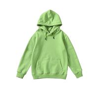 Mjjsk Sudadera lisa con capucha para niños y niñas, de manga larga, informal, para el colegio, para invierno, cálida, suave, acogedora, verde, 15-16 años