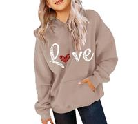 Mjjsk Sudaderas con Capucha para Niñas con Gráfico de Corazones Sudaderas Holgadas para Niños Suaves Cómodas de Manga Larga con Capucha Suéter Elegante Pullover Top Infantil, caqui, 9-10 años